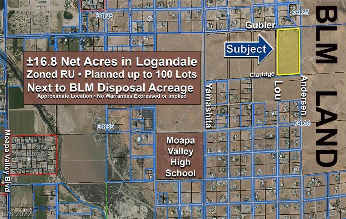 Land for Sale at 16.8 Acres ÃƒÂ¢Ã‚â‚¬Ã‚Â¢ APN 041-36-101-005 Logandale, Nevada 89021 United States